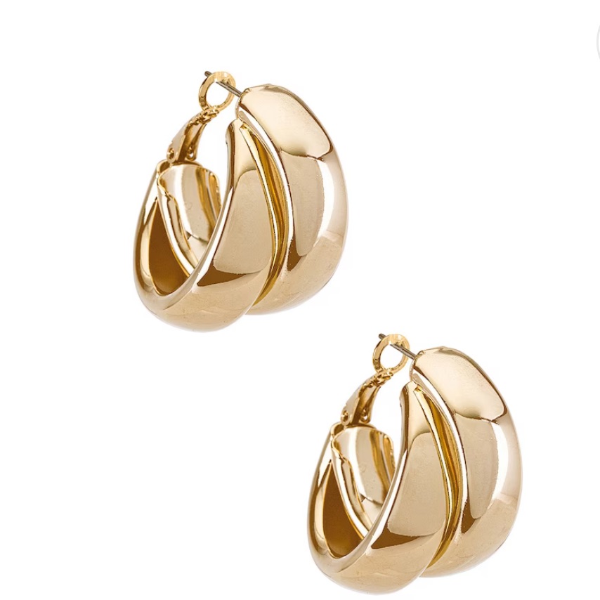 H Halston Chunky Gold Earrings